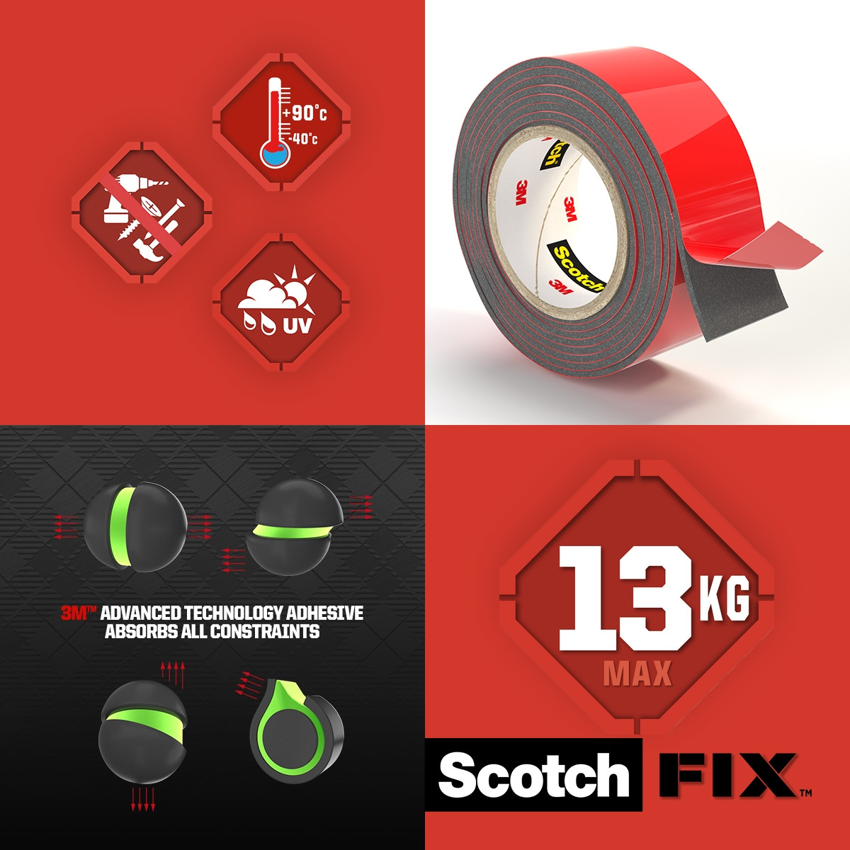 Supermocna zewnętrzna taśma mocująca Scotch-Fix™ 19 mm x 5 m